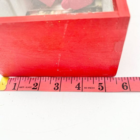 Handcrafted Shadow Box 7.5 x 5.5 x 3 Red Teddy Bear Christmas - Picture 6 of 7